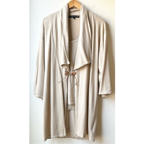 Ralph Lauren Black Label Cashmere Silk Cardigan Tank Set Cream Sz L/XL - Picture 1 of 16